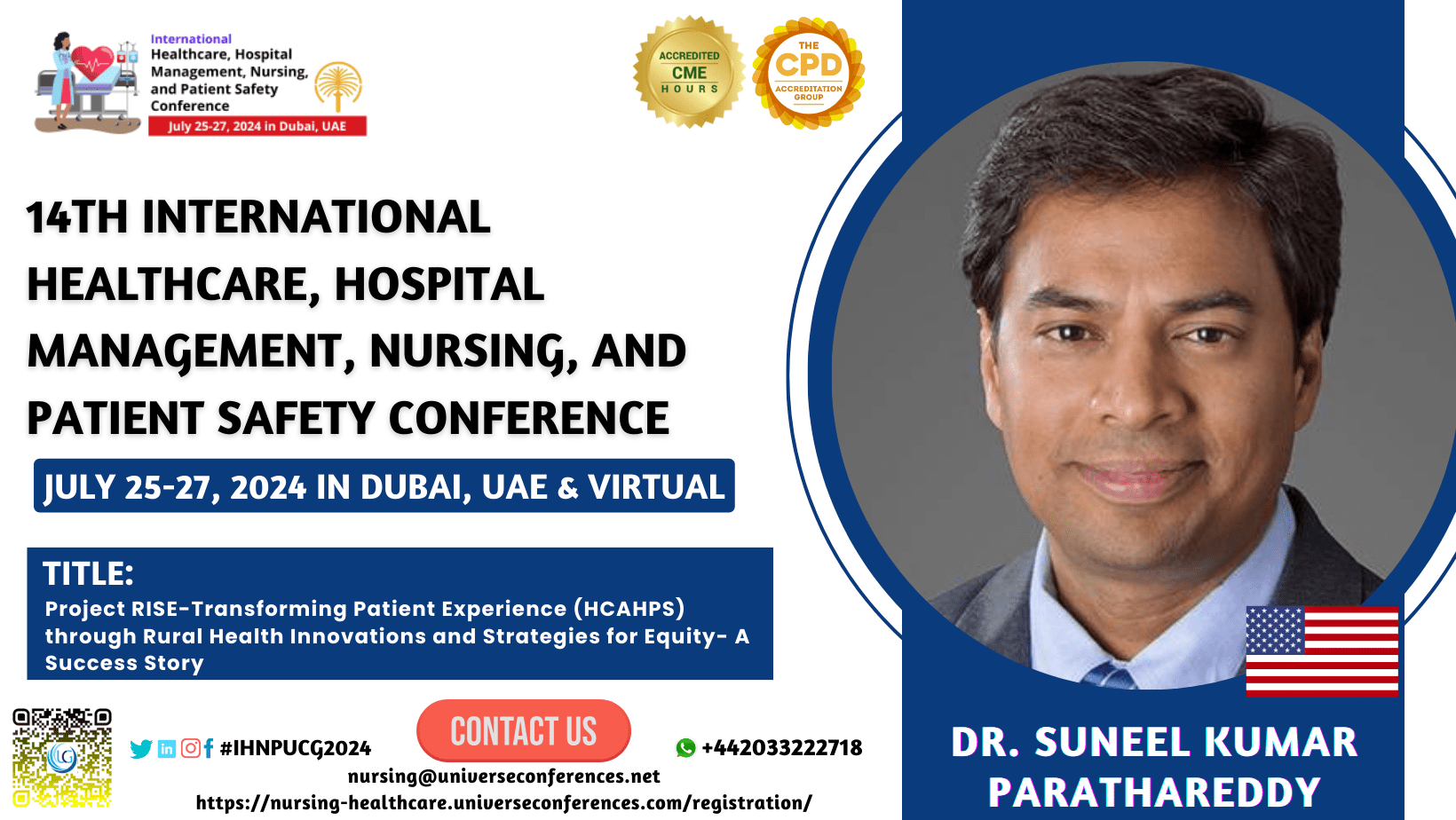Dr. Suneel Kumar Parathareddy_14th International Healthcare, Hospital Management, Nursing, and Patient Safety Conference