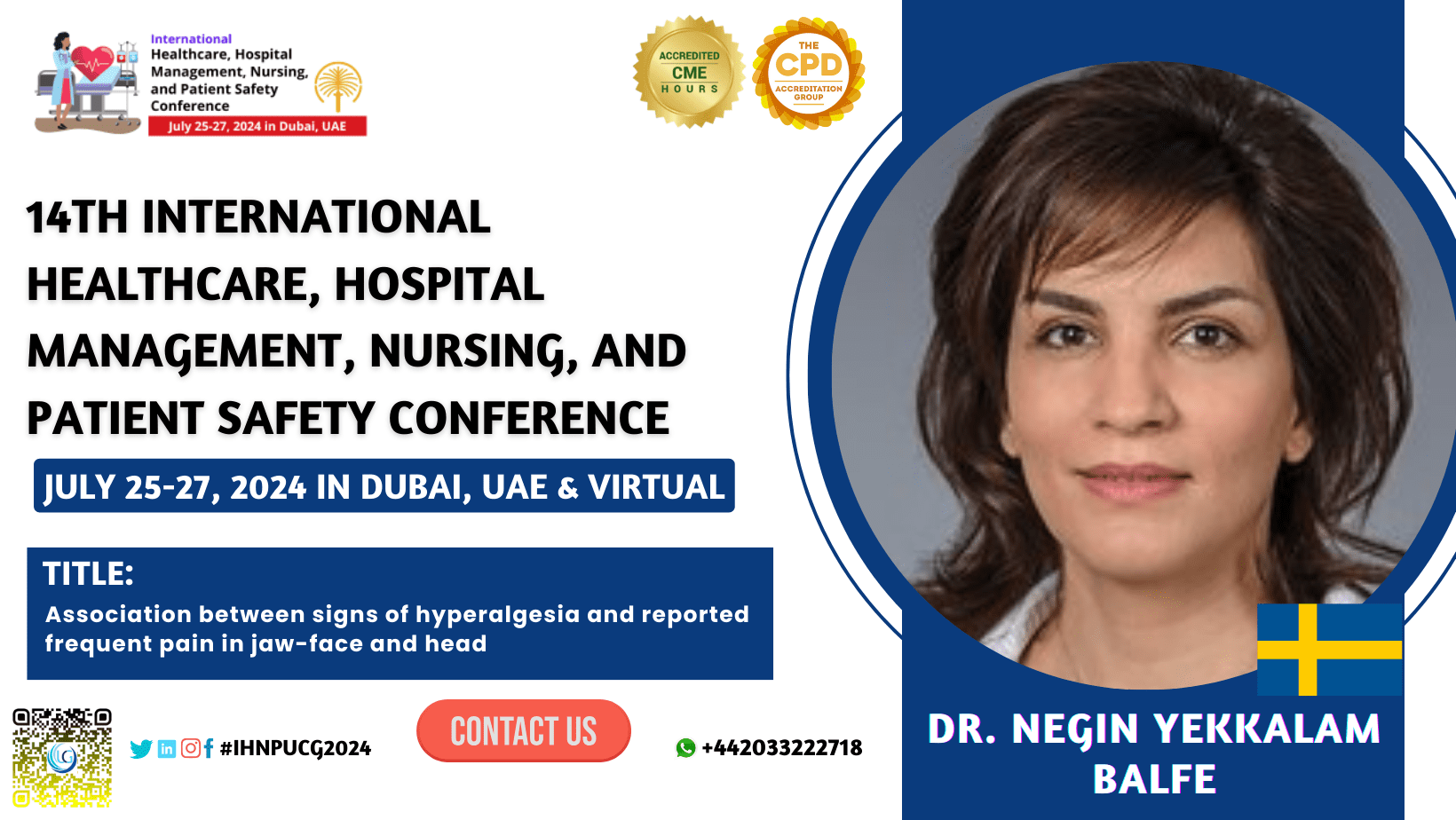 Dr. Negin Yekkalam Balfe_14th International Healthcare, Hospital Management, Nursing, and Patient Safety Conference