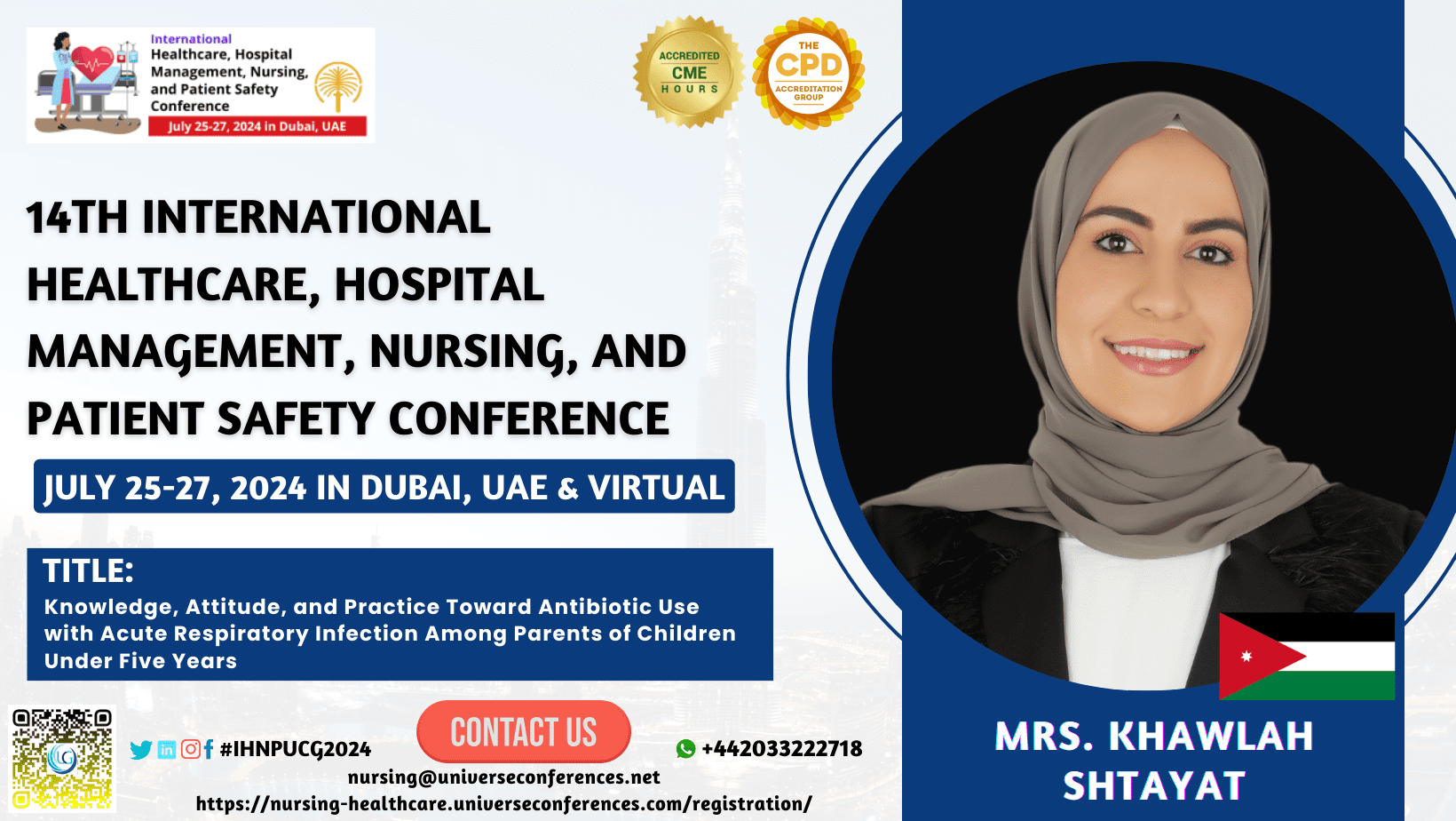 Mrs. Khawlah Shtayat_14th International Healthcare, Hospital Management, Nursing, and Patient Safety Conference