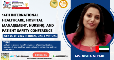 Ms. Nisha M Paul_14th International Healthcare, Hospital Management, Nursing, and Patient Safety Conference